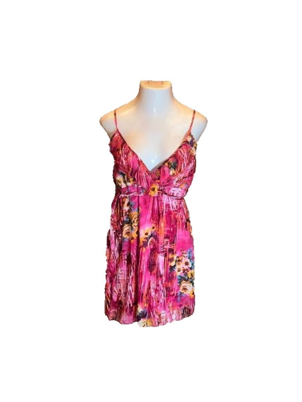DOTS Hot Pink Floral Print Sundress Size L